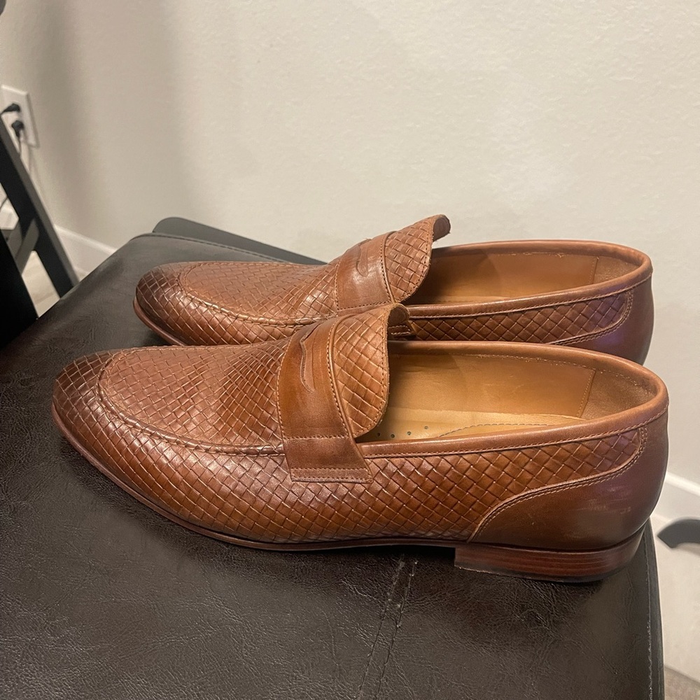 Flag Ltd woven leather men loafers shoes Sz 12 M